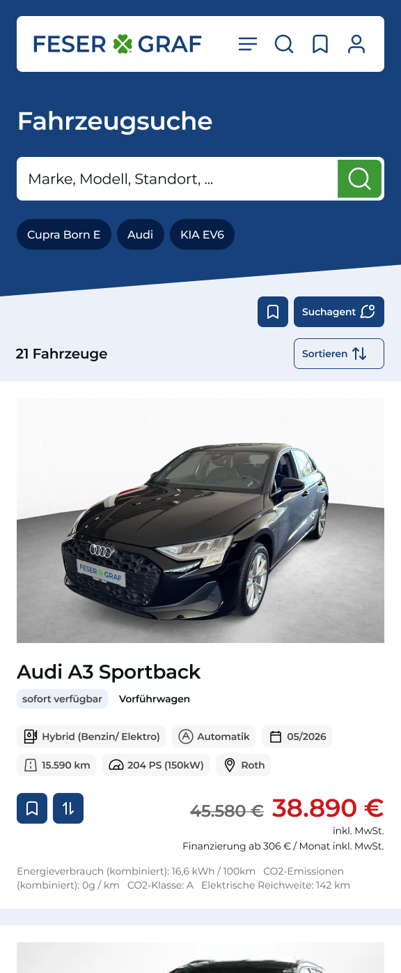 Fahrzeugsuche Mobile
