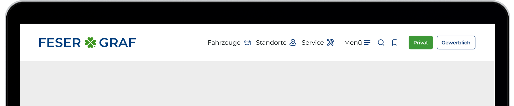 Header Desktop mit Privat/Gewerblich